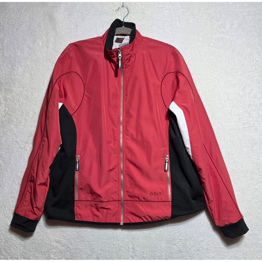 Vintage Odlo Red Black White Full Zip Windbreaker Jacket Women's Large